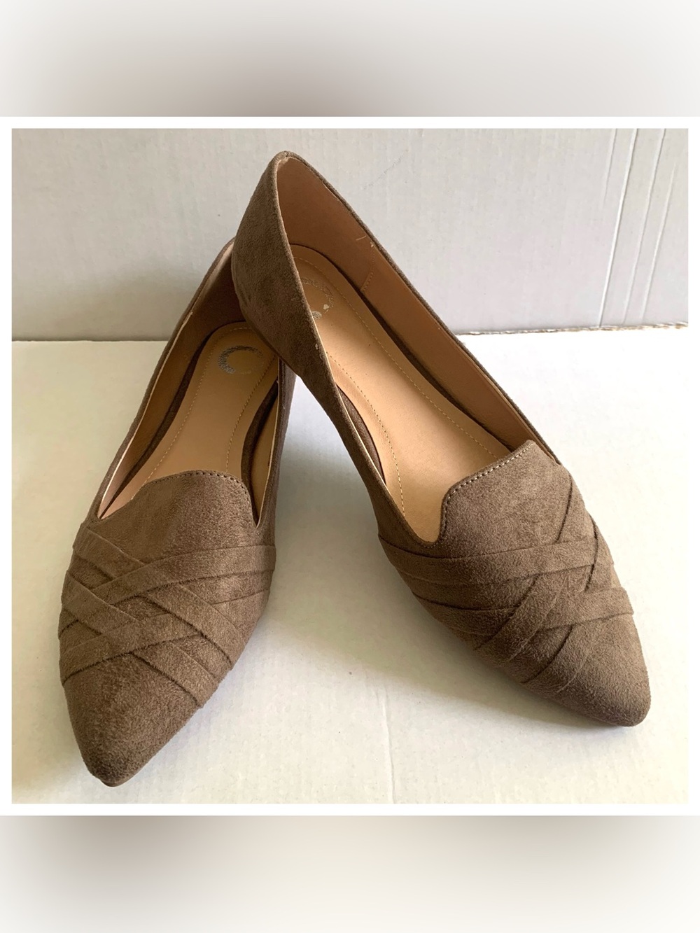 Journee Mindee Slip On Pointed Toe Flats Shoes Taupe Women's Size 8.5 Standard
